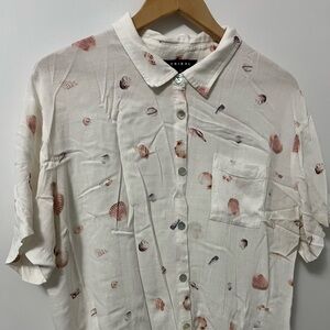 Tribal Beige and Red Shell Print Shirt